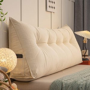 ZZYK Almohada grande de cuña de lectura, cojín de terciopelo para cabecero, respaldo triangular, color liso, para cama de día, litera, con funda ZZYK Almohada grande de cuña de lectura, cojín de terciopelo para cabecero, respaldo triangular, color liso, para cama de día, litera, con funda