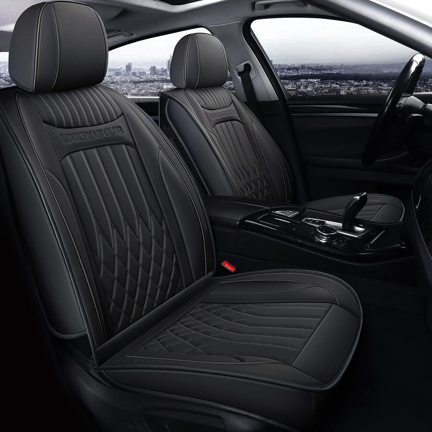LUCKYMAN CLUB J01-LH – Juego completo de fundas universales para asiento de automóvil, se adapta a la mayoría de los sedanes, SUV, camiones,