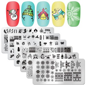 Placa de estampado de uñas de Navidad, DANNEASY 6 piezas de sellos de uñas, plantillas de arte de uñas, plantilla de uñas navideñas, kit de Placa de estampado de uñas de Navidad, DANNEASY 6 piezas de sellos de uñas, plantillas de arte de uñas, plantilla de uñas navideñas, kit de