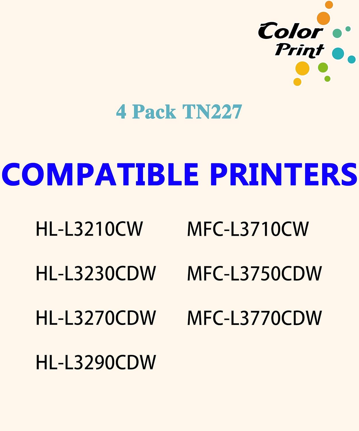 COLOR PRINT Cartucho de tóner compatible para Brother TN227 TN-227 TN227BK TN223 para impresora HL-L3210CW HL L3230CDW L3710CDW L3270CDW MFC-L3710CW