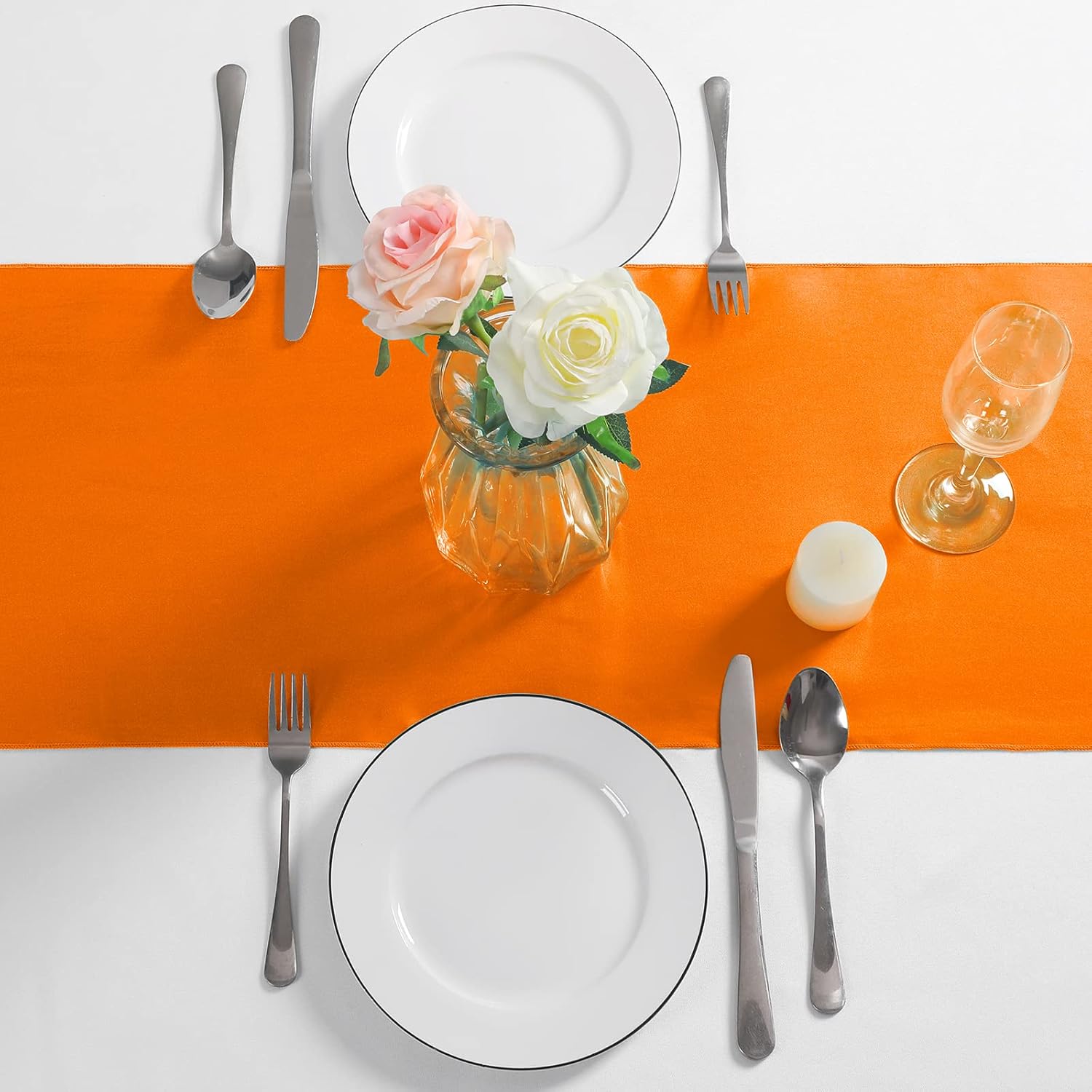 12 caminos de mesa color naranja satinado  12 x 72 pulgadas de largo, camino de mesa para fiesta, decoración brillante y suave, decoración de boda,