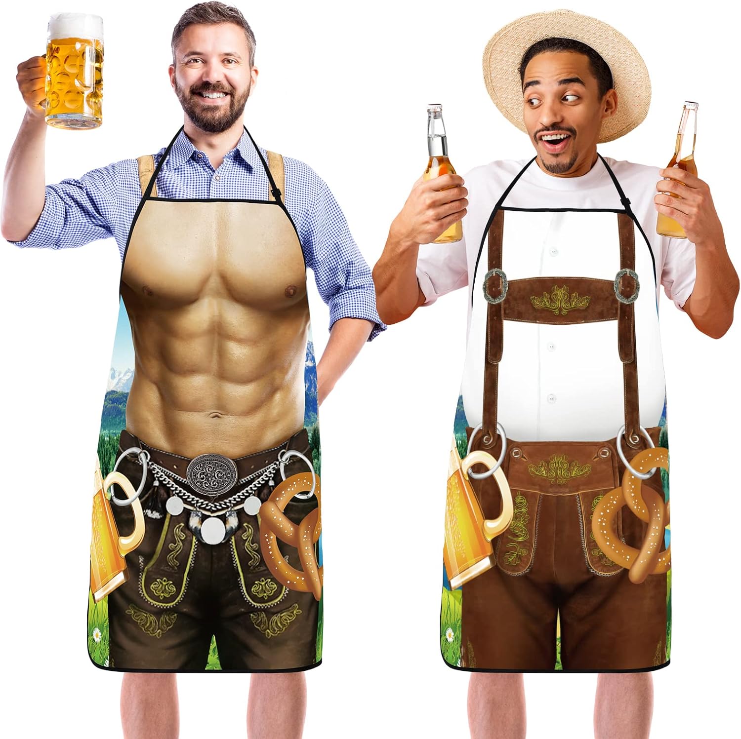 Sintege Paquete de 2 delantales de Oktoberfest delantales alemanes Lederhosen y Dirndl para Oktoberfest Baviera Festival de Cerveza Decoración de