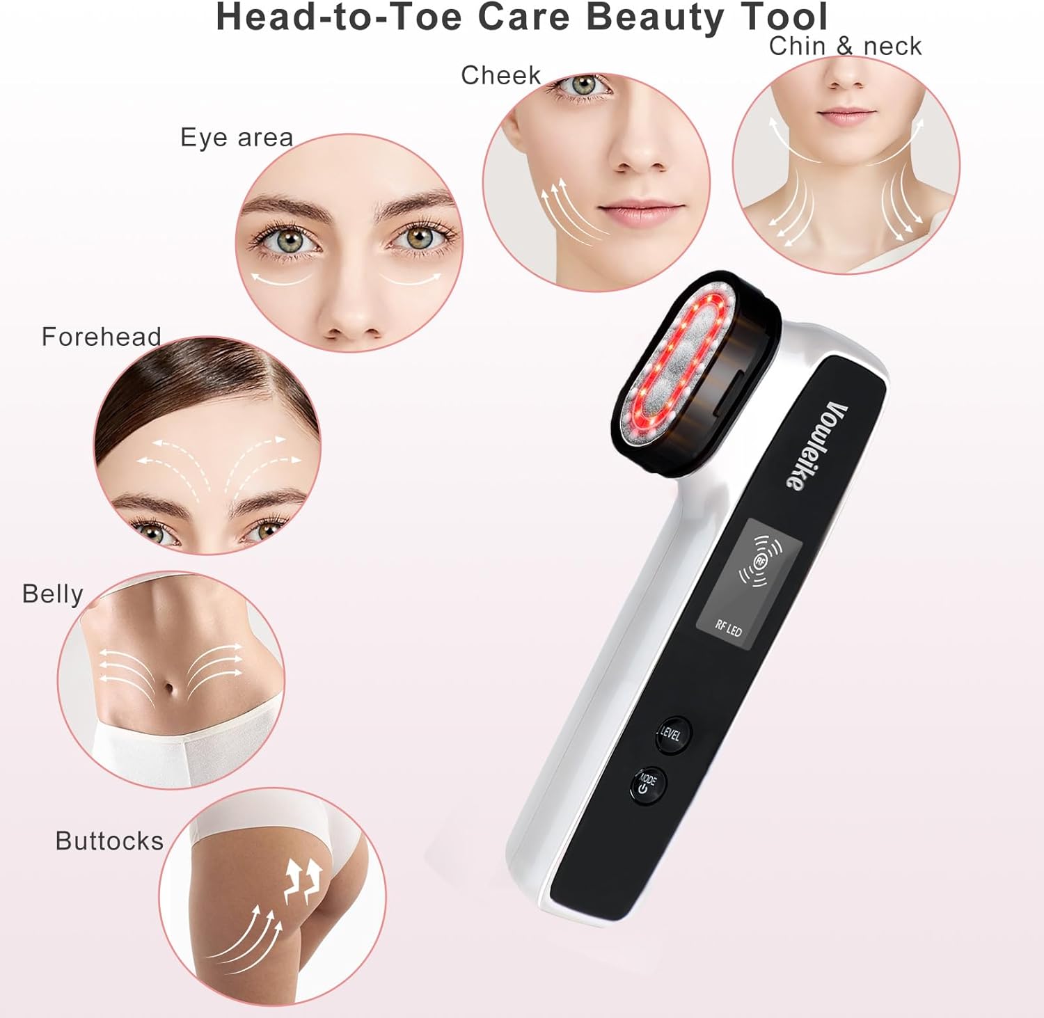 Dispositivo facial Microcurrente, Vowleike 10 beneficios clave para el cuidado de la piel masajeador facial con soporte, herramienta facial