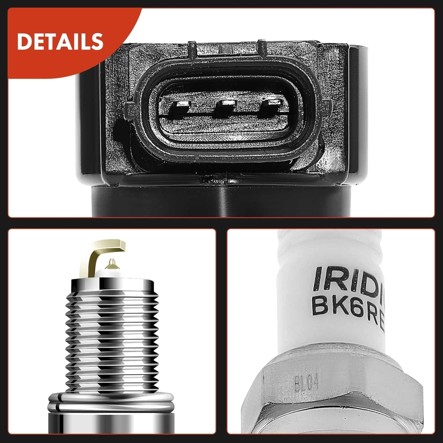 A-Premium Juego de 6 bobinas de encendido y bujías de iridio compatibles con Mitsubishi Galant 2009, Endeavor 2010-2011, 3.8L, repuesto # NGK7092,