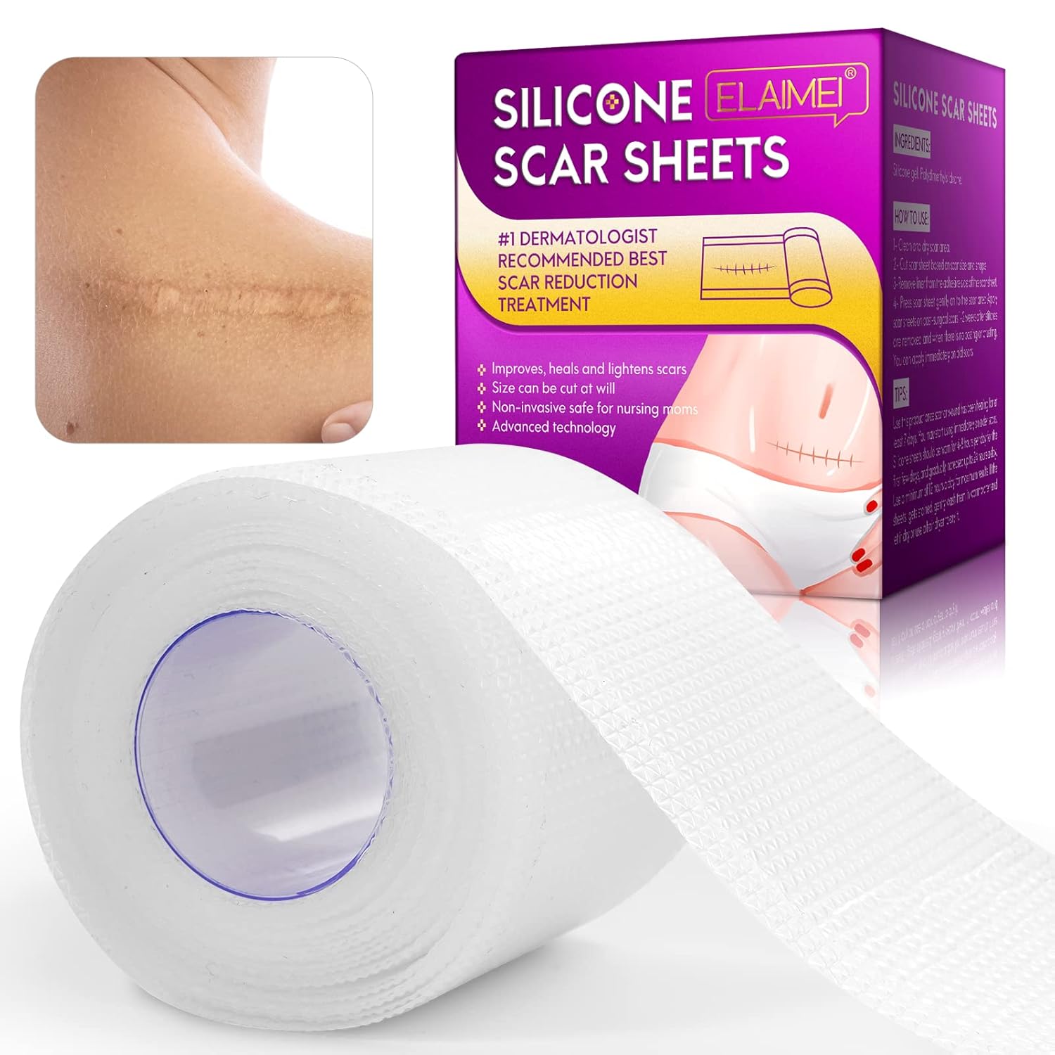 Hojas de silicona para cicatrices, cinta transparente para cicatrices, rollo de cinta de silicona para cicatrices, tiras de silicona para