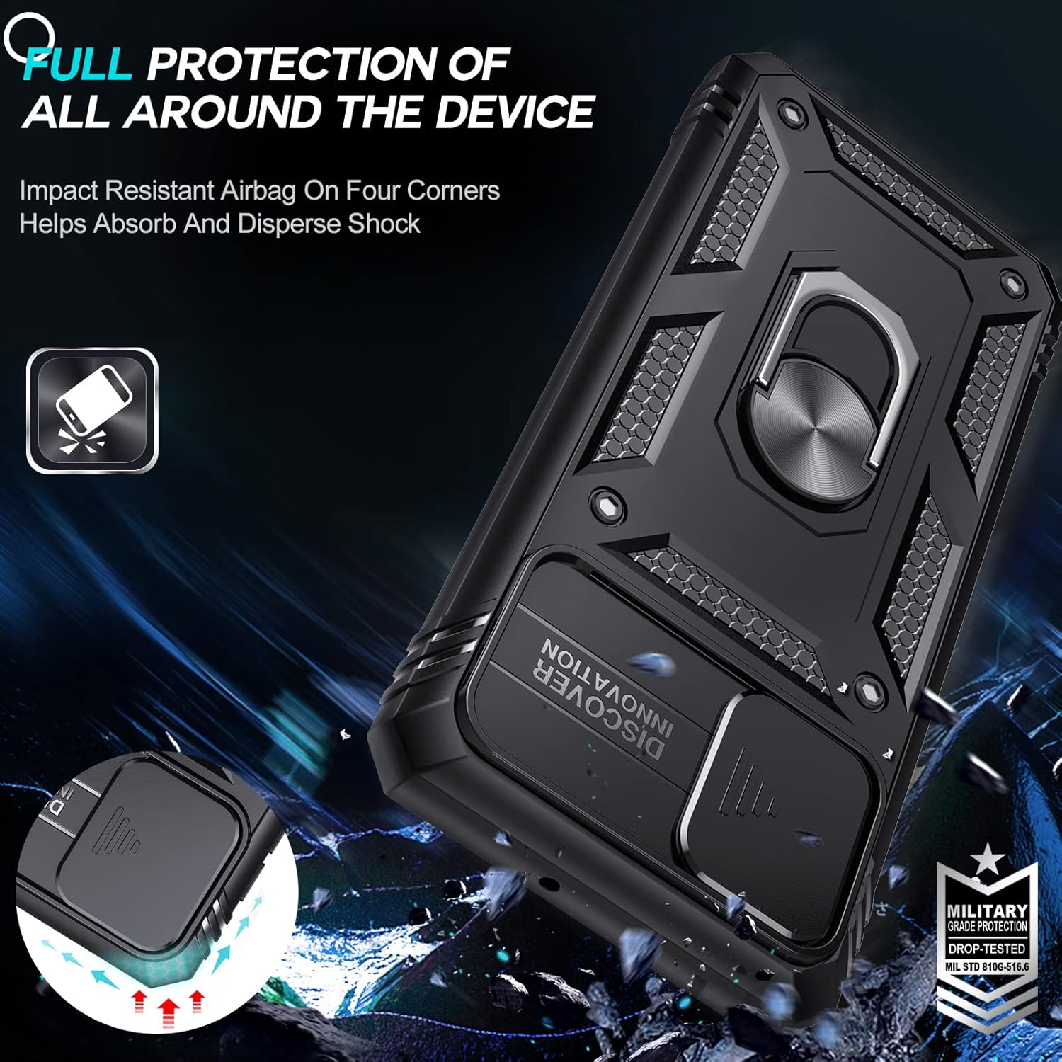 LeYi Funda para Galaxy A51 4G, Samsung A51 no compatible con A51 5G con funda para cámara + 2 protectores de pantalla, funda de cuerpo completo de