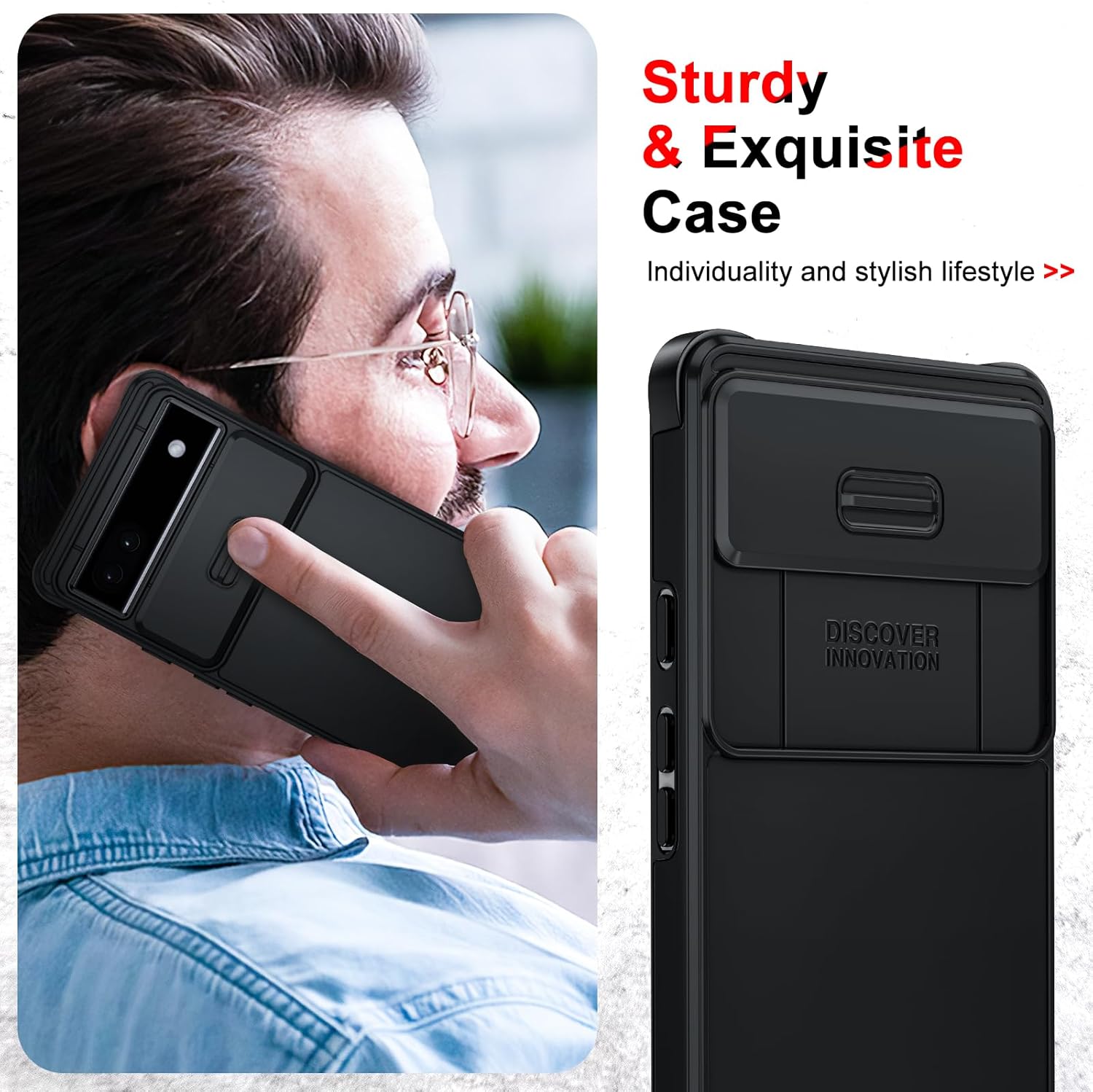 LeYi Funda para Pixel 6A (2022) Funda para teléfono Google Pixel 6A con cubierta deslizante para cámara y 2 protectores de pantalla de vidrio