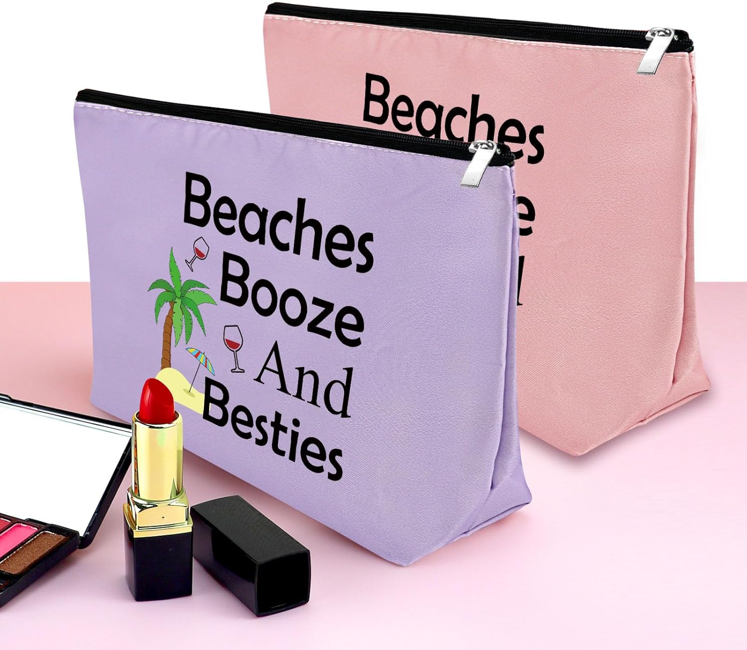 Regalos de playa para mujeres, bolsa de maquillaje, regalos para amantes de la playa, Verde claro + rosa claro + morado claro