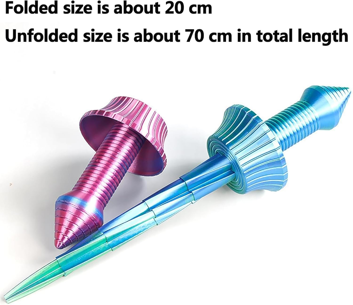 Espada retráctil con impresión 3D, espada telescópica, material plástico, impresión 3D, espada de juguete para Halloween y Navidad (24 pulgadas)