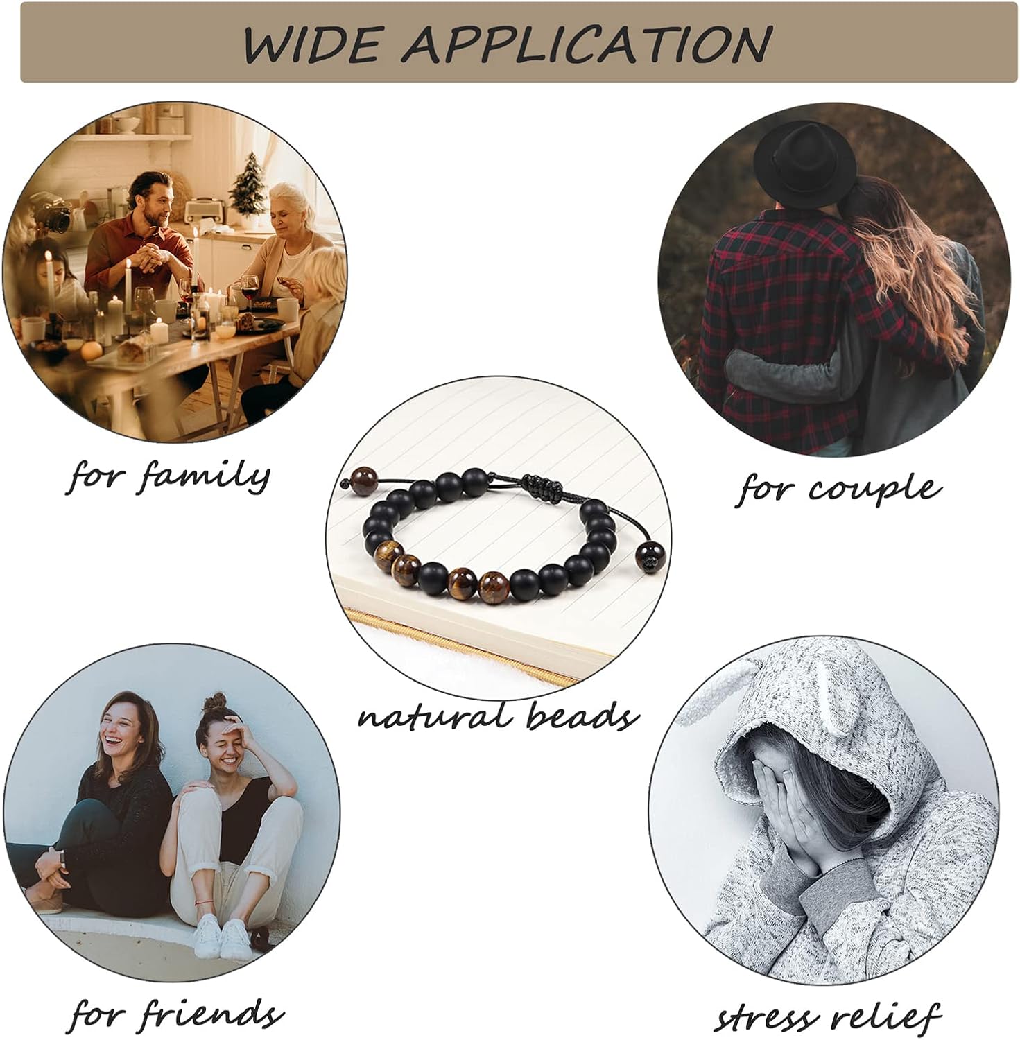 Paquete de 10 pulseras de piedra natural con cuentas de roca de lava para hombres y mujeres, cuentas de chakras de 0.315 in, pulseras difusoras de