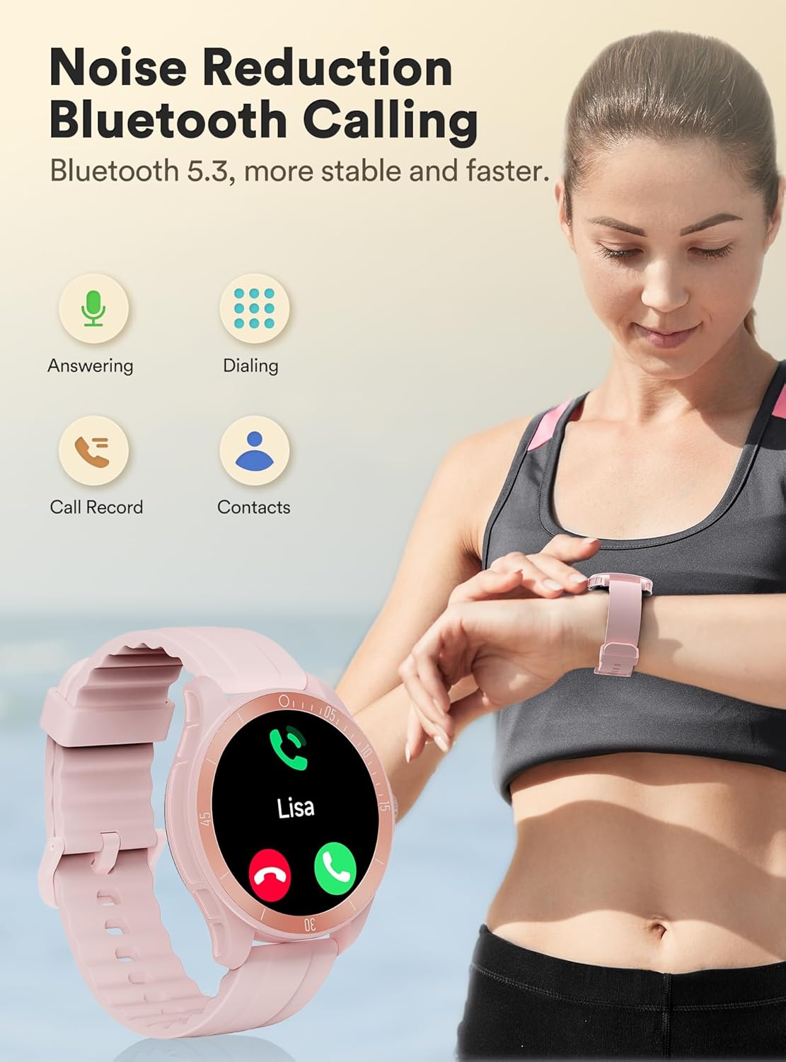 Reloj inteligente de fitness para mujer, Quican iOS y Android, compatible con Bluetooth, rastreador de actividad con monitor de frecuencia cardíaca,