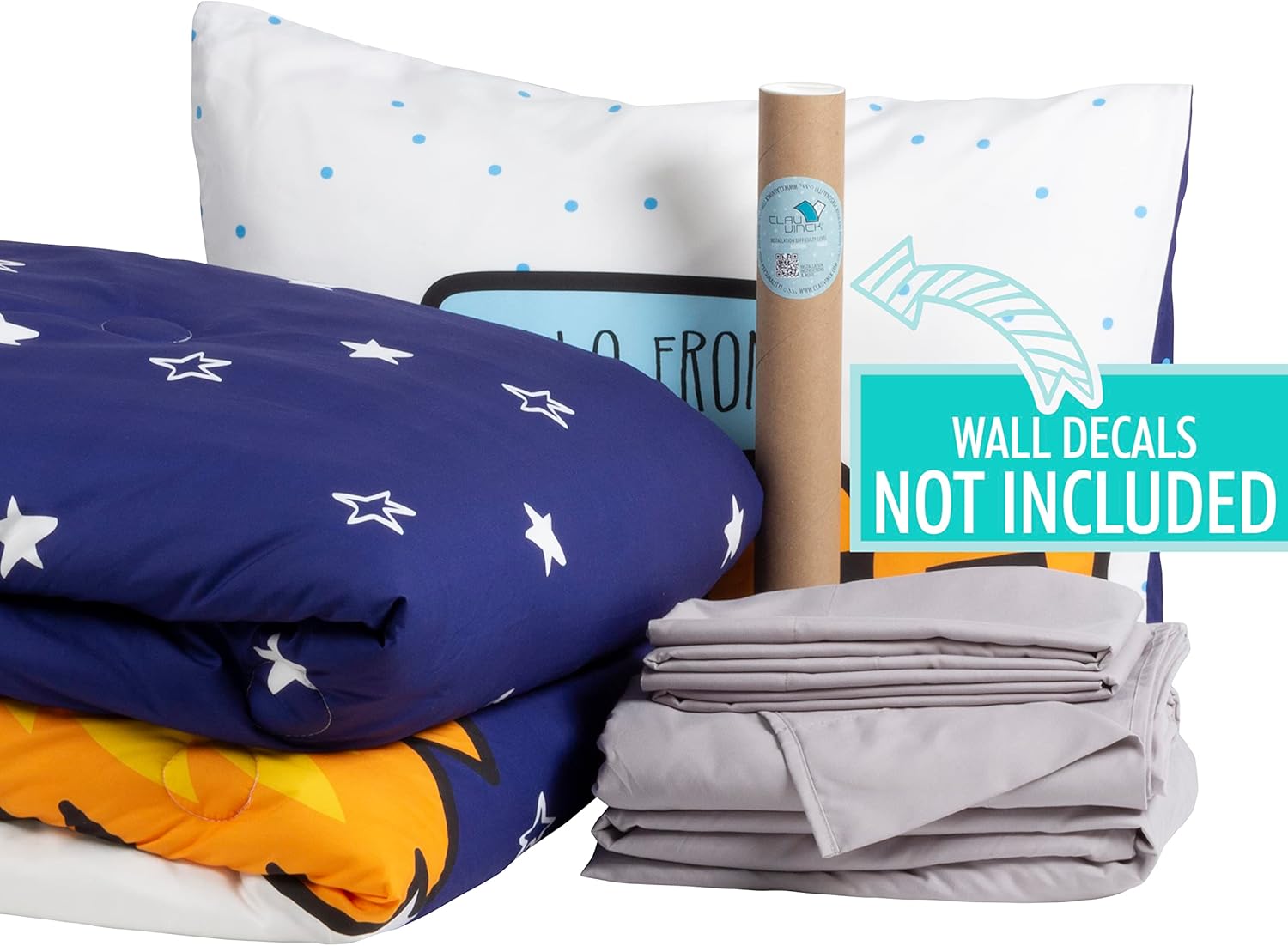 Juego de ropa de cama de microfibra verdaderamente reversible y súper esponjosa de 5 piezas para niños pequeños y niños, diseño de cohete espacial