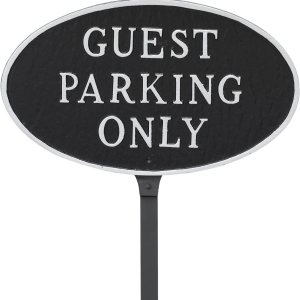 Montague Productos de Metal invitados Parking Only Oval Césped Plaque, S, NegroPlateado Montague Productos de Metal invitados Parking Only Oval Césped Plaque, S, NegroPlateado