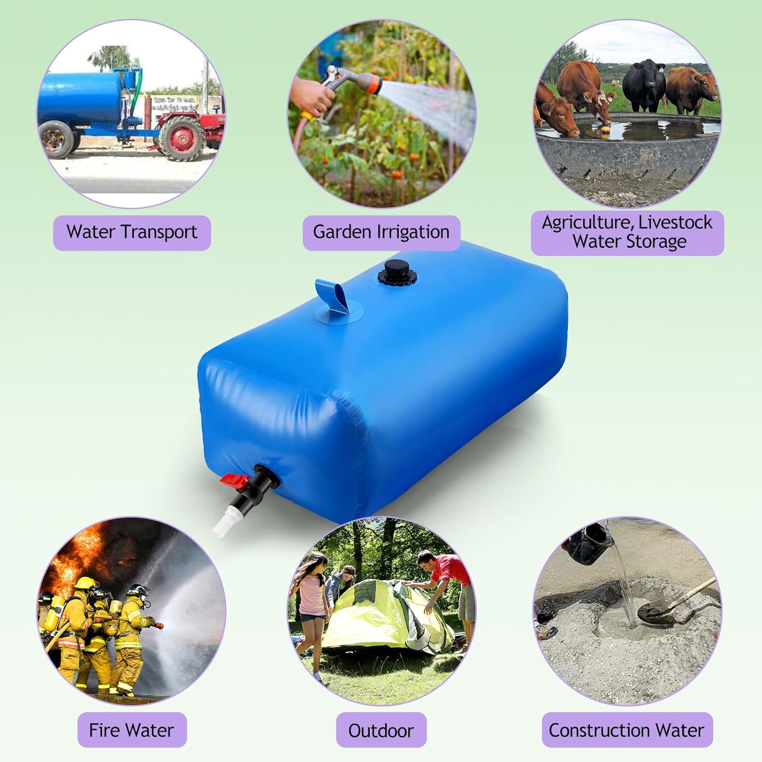 Vejiga de almacenamiento de agua de gran capacidad – Tanques de vejiga de agua plegables Bolsa de agua suave portátil para agua de lluvia Contenedor