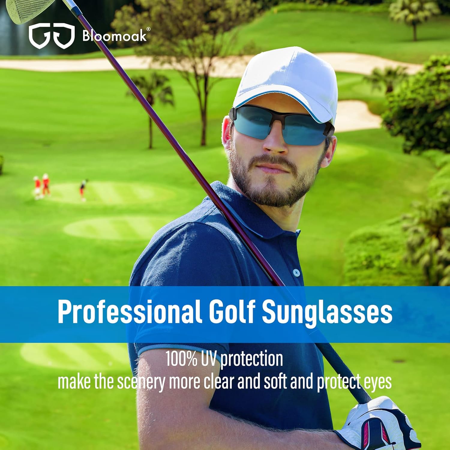Bloomoak Gafas de sol deportivas para golf, protección UV400 envolventemarco ventilado que evita el empañamientoclaridad visual superior para
