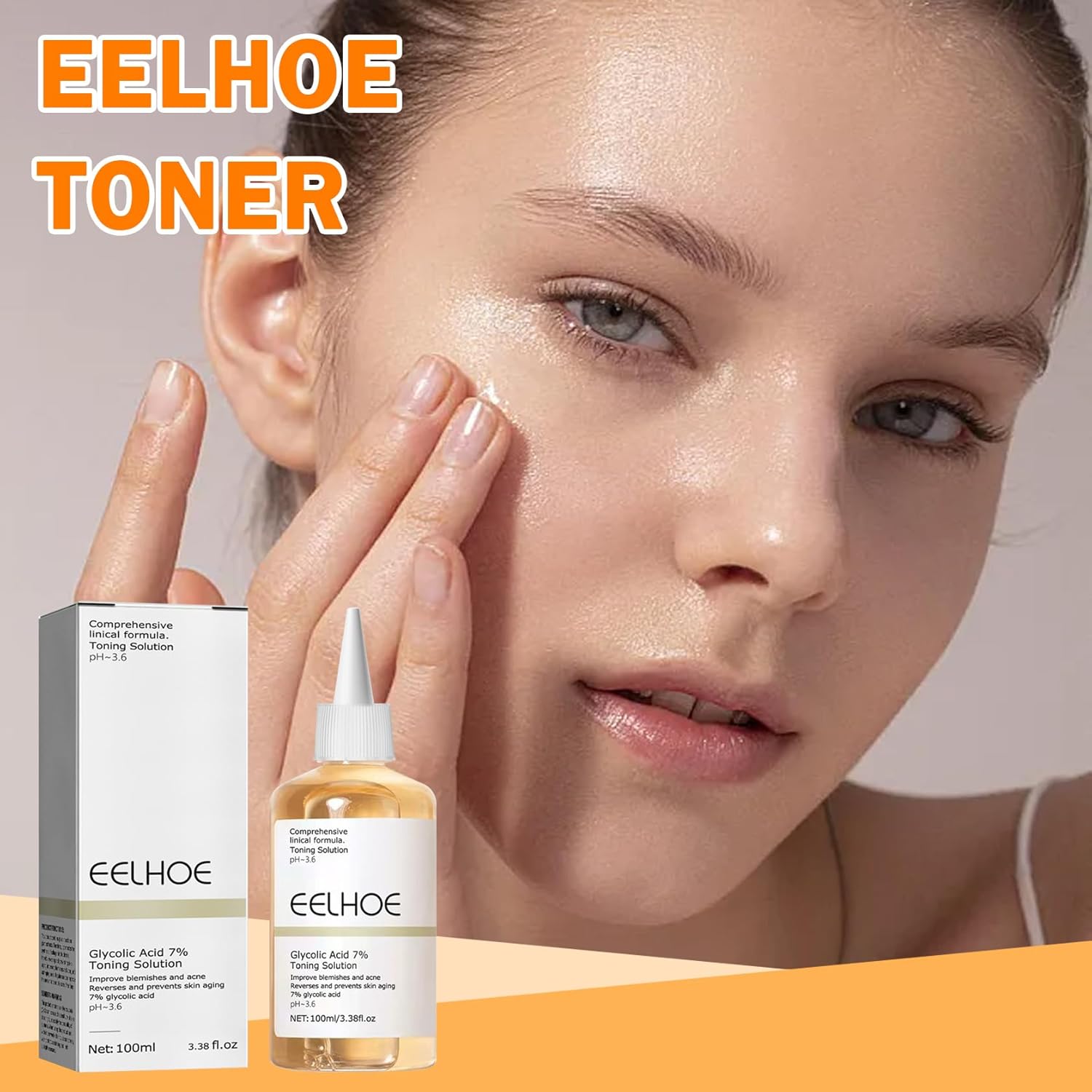 Solución de rejuvenecimiento tonificante de ácido glicólico de 3.4 fl oz, exfoliación facial de poros de ácido glicólico al 7 %, rejuvenece tu piel,