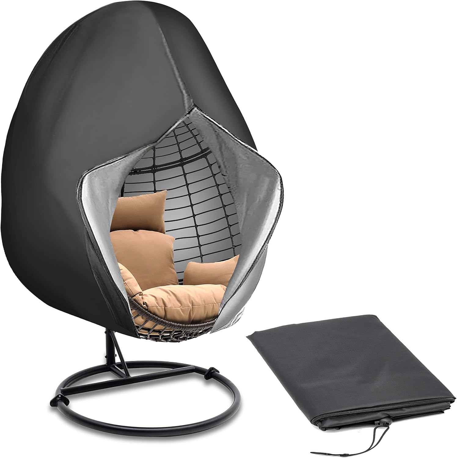 SerenelifeHome Funda para silla colgante de huevo, 75 x 45 pulgadas, impermeable, resistente al viento, con cremallera y cordón de dobladillo,