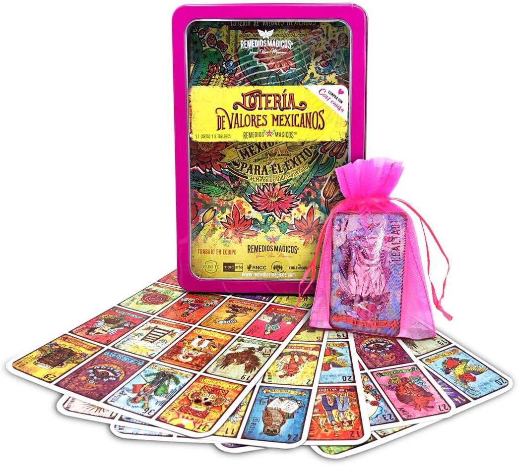 Deluxe Mexican Loteria como se ve en Shark Tank México – Set de bingo mexicano – La forma más divertida de aprender valores y español (Lotería de