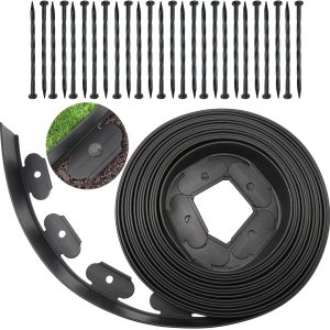 Bordes de paisaje, bordes de jardín de 66 pies con 60 estacas de borde, bordes de goma para paisajismo, sin excavación para patio, bordes de bordes Bordes de paisaje, bordes de jardín de 66 pies con 60 estacas de borde, bordes de goma para paisajismo, sin excavación para patio, bordes de bordes