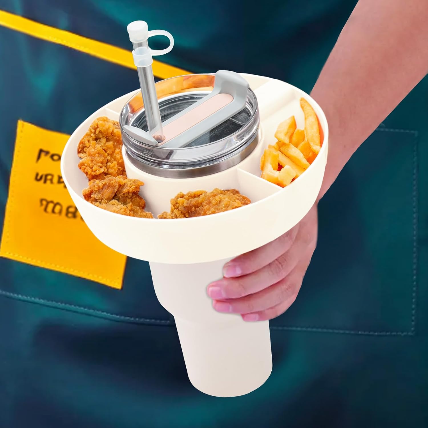 Stanley – Tazón de aperitivos para vaso Stanley de 30 onzas con asa, bandeja de aperitivos compatible con Stanley Cup de 30 onzas con asa, anillo