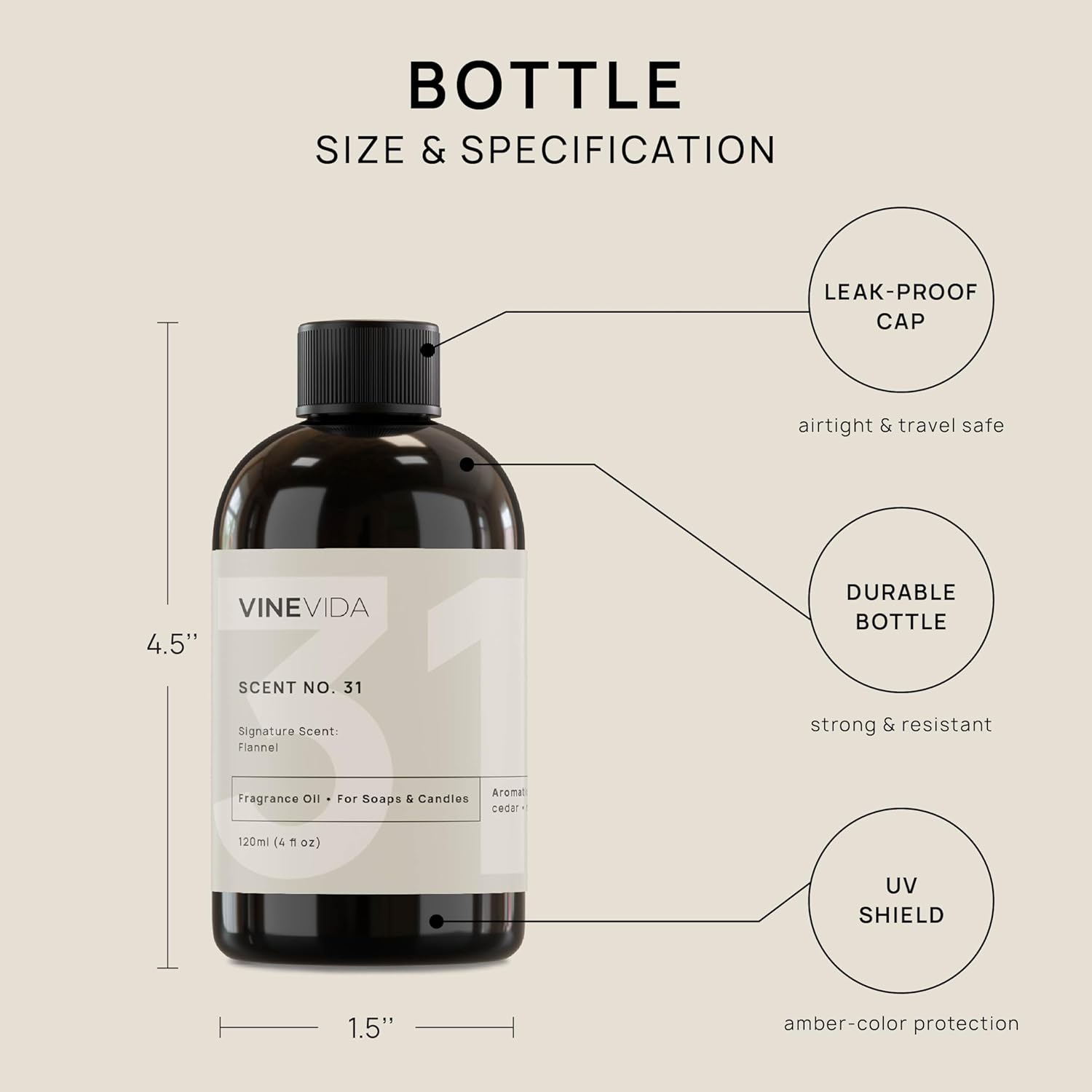 VINEVIDA 4 onzas Aceite de fragancia de franela para hacer velas aromáticas para hacer jabón, aceites de perfume, velas de soja, botellas de aerosol