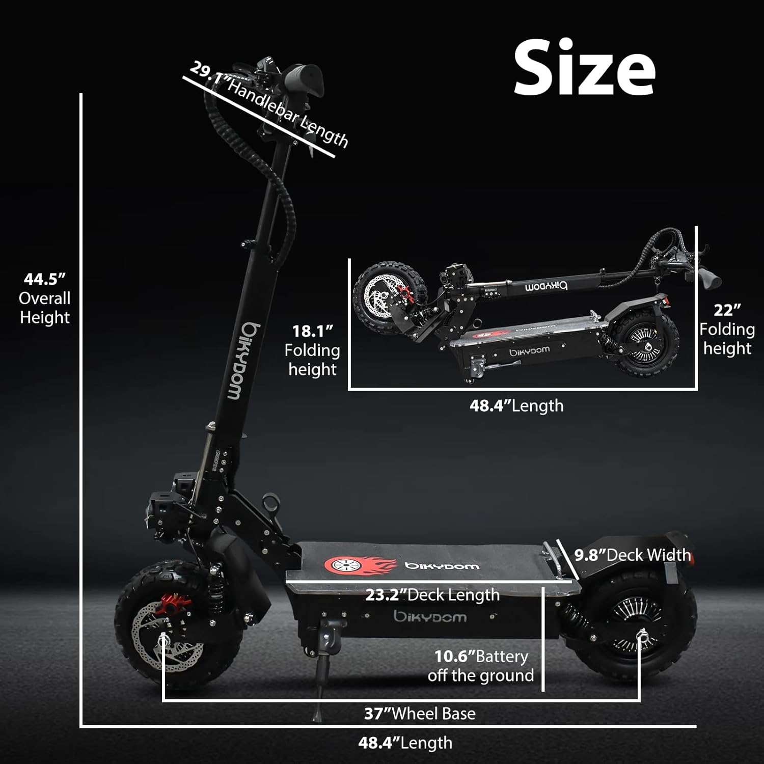 Patinete eléctrico de 5600 W 38.4 AH para adultos, rango de viaje de 50 MPH y 62 millas, scooter plegable de doble accionamiento rápido, neumático