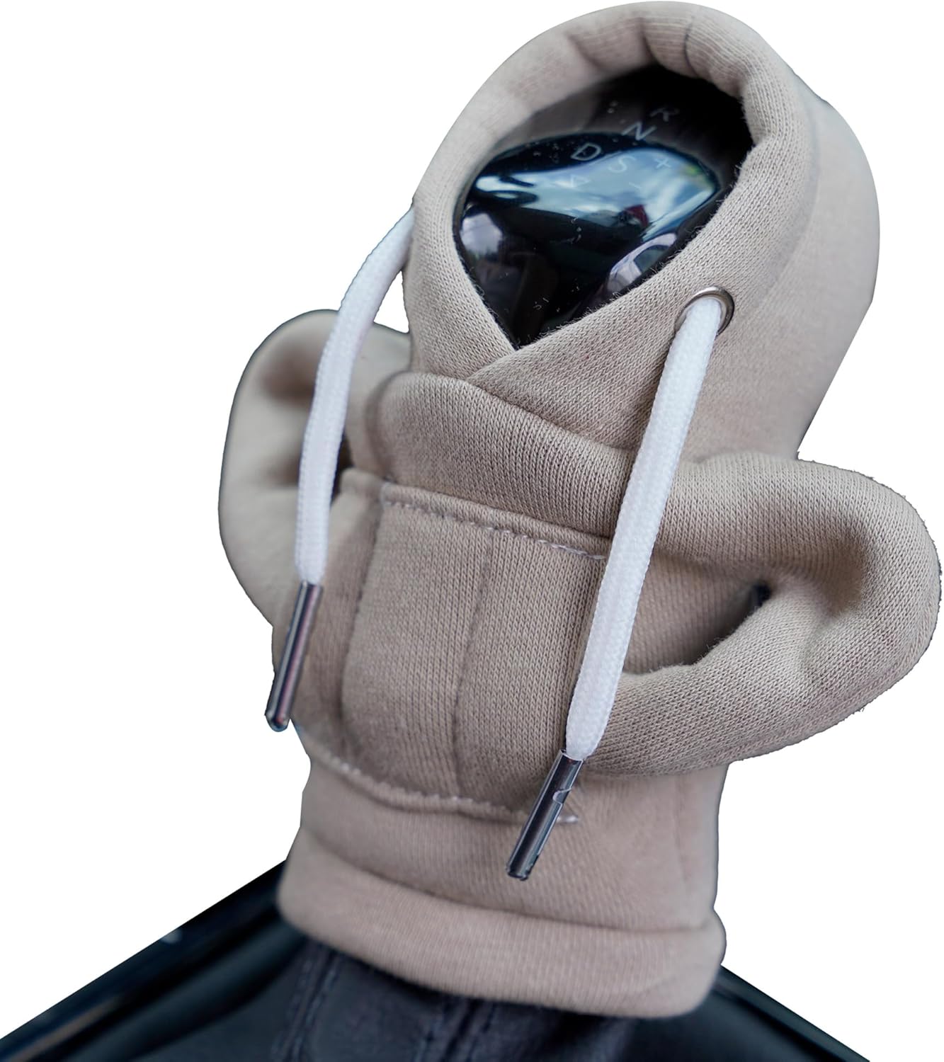 2 fundas para pomo de palanca de cambios de automóvil, color negro y gris, sudadera con capucha, suéter, accesorios interiores automotrices, ajuste