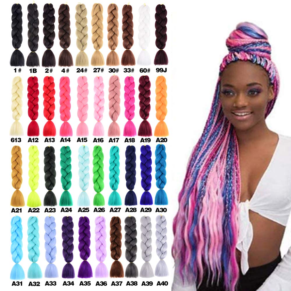 6 juegos de extensiones de cabello Kanekalon trenzado y sombreado, pelo de fibra sintética de alta temperatura de 24 pulgadas para trenzas crochet