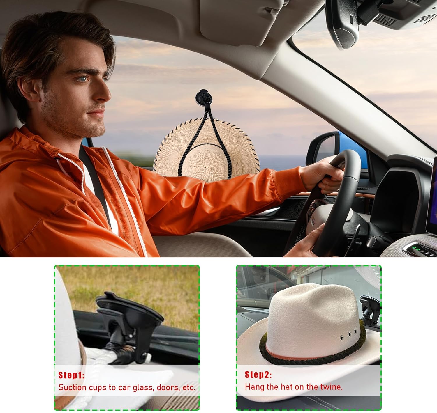 Soportes de sombrero de vaquero para tu vehículo, soportes para sombreros con ventosa, soporte para sombreros para mantener tu sombrero de forma