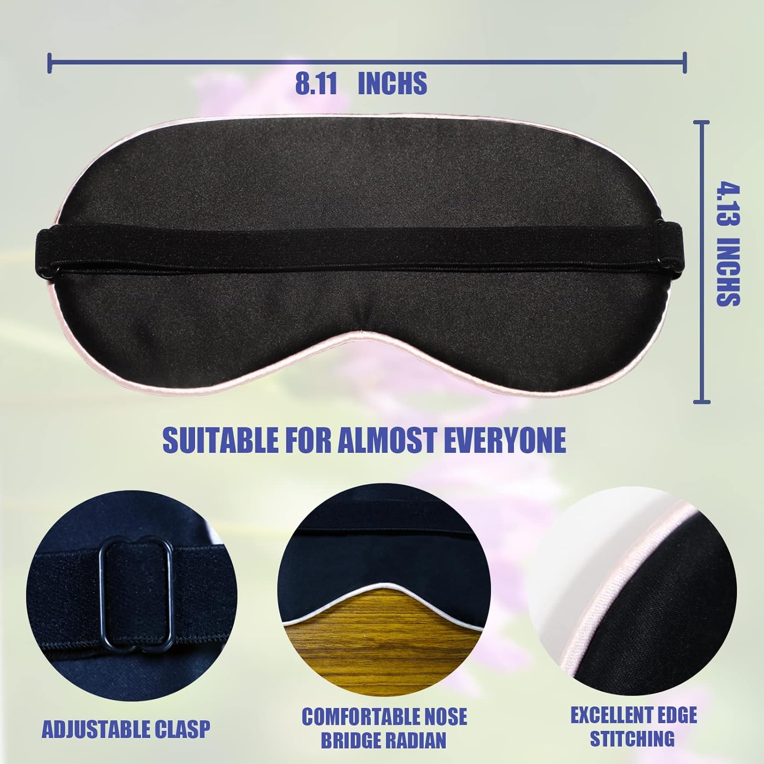 Máscara de dormir para hombres y mujeres, paquete de 2 máscaras de ojos de seda suave para dormir con correa ajustable, cómoda luz de bloqueo de los
