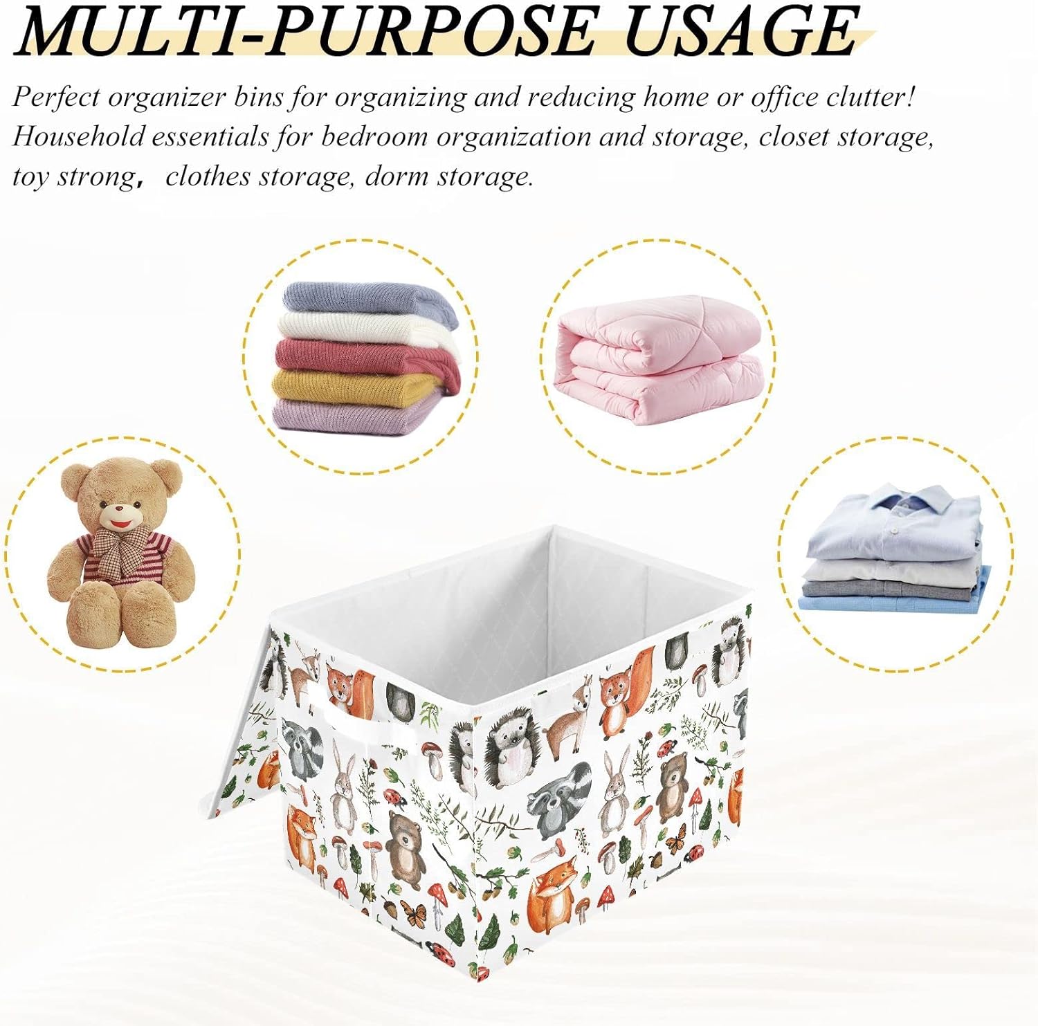 senya Contenedores de almacenamiento grandes con cubos de almacenamiento plegables de lino con tapa abatible para el hogar, dormitorio, oficina,
