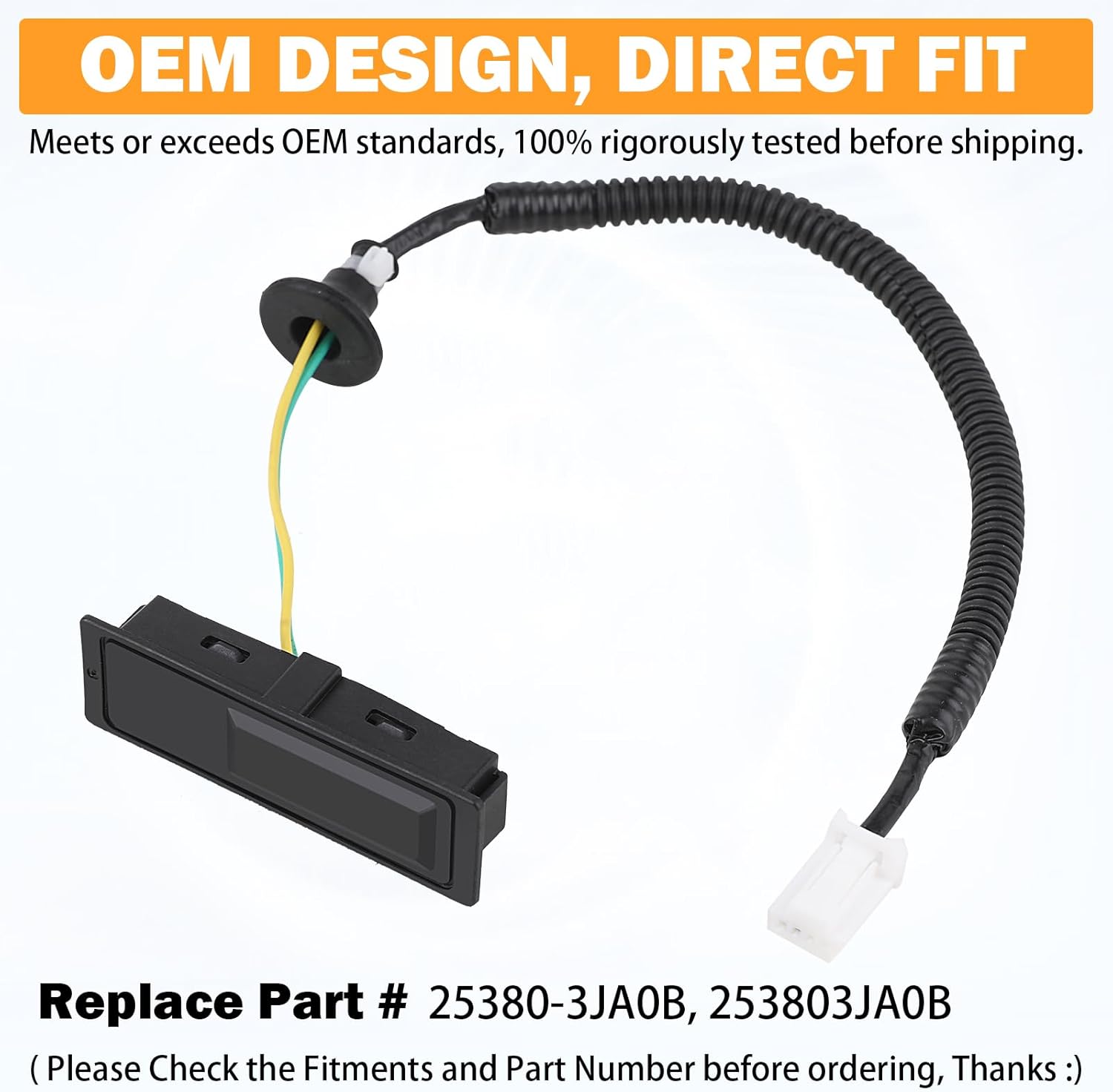 25380-3JA0B Pestillo para maletero de botón de escotilla para Nissan Pathfinder 2013 2014 2015 2016 2017 2018 2019 2020, repuesto # 253803JA0B botón