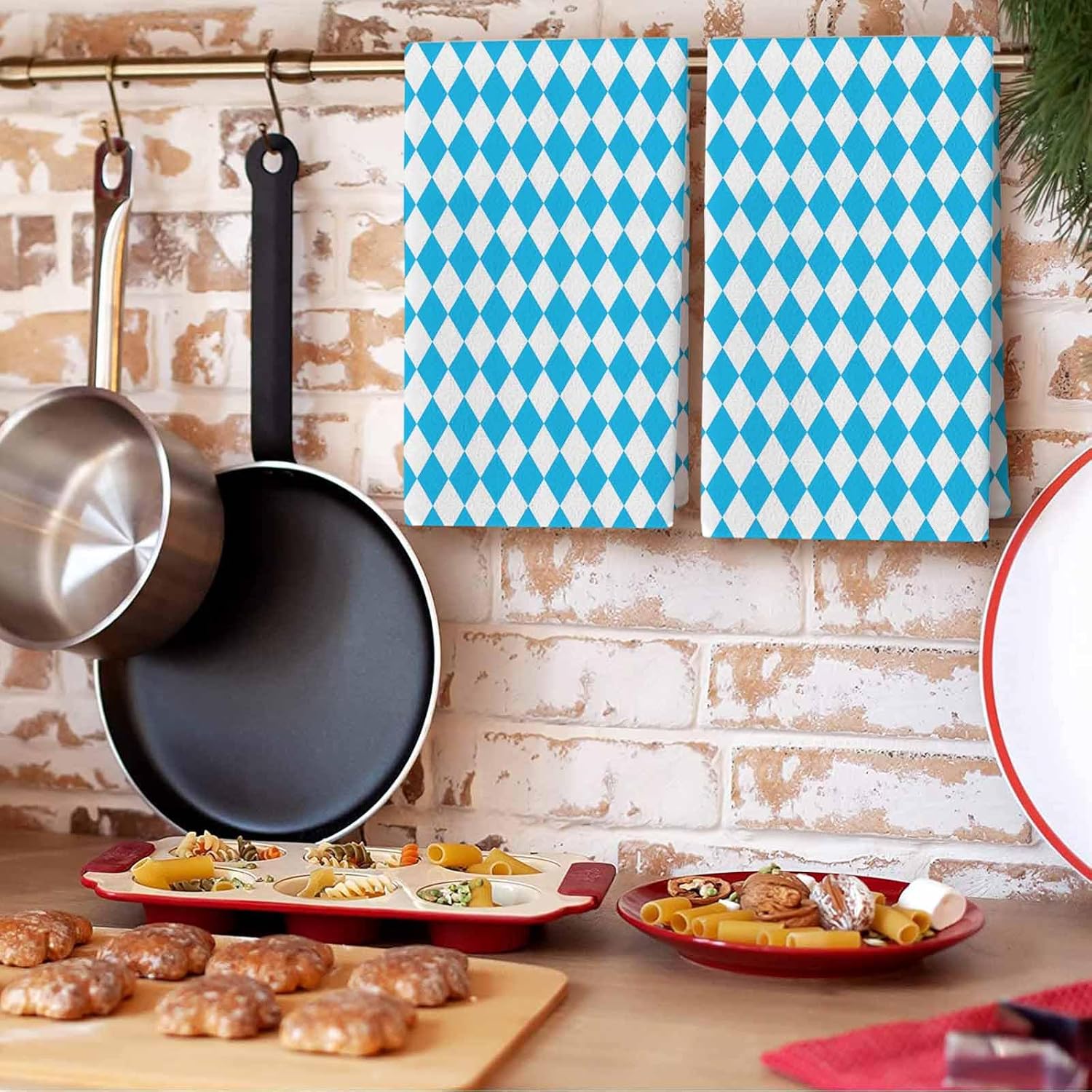 Toallas de cocina Oktoberfest Baviera a cuadros absorbentes toalla de cocina suave toalla de mano azul blanco reutilizable lavable paño de limpieza