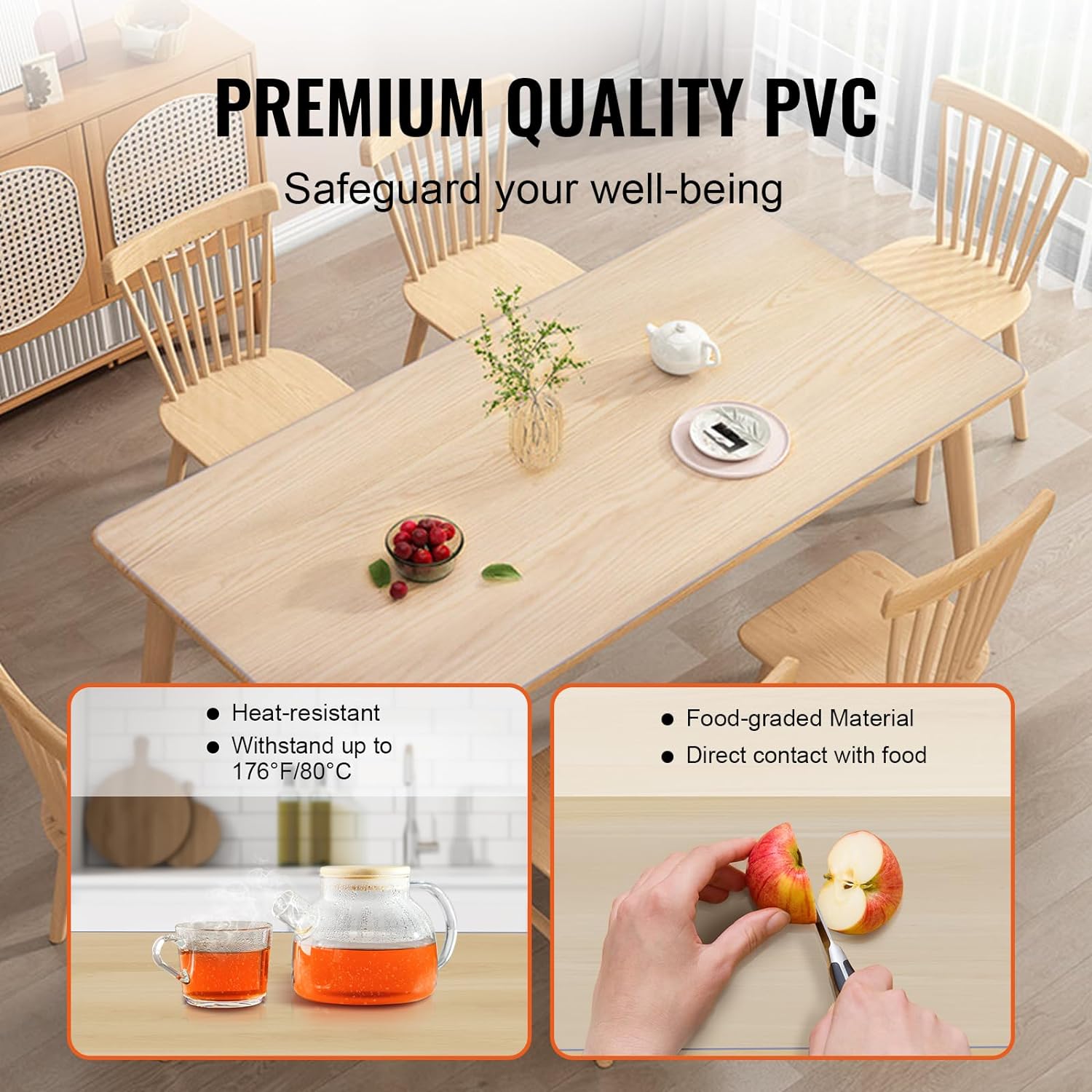 VEVOR Protector transparente para mesa, rectangular de 24 x 48 pulgadas, mantel de plástico PVC de 0.059 in de grosor, protector de escritorio