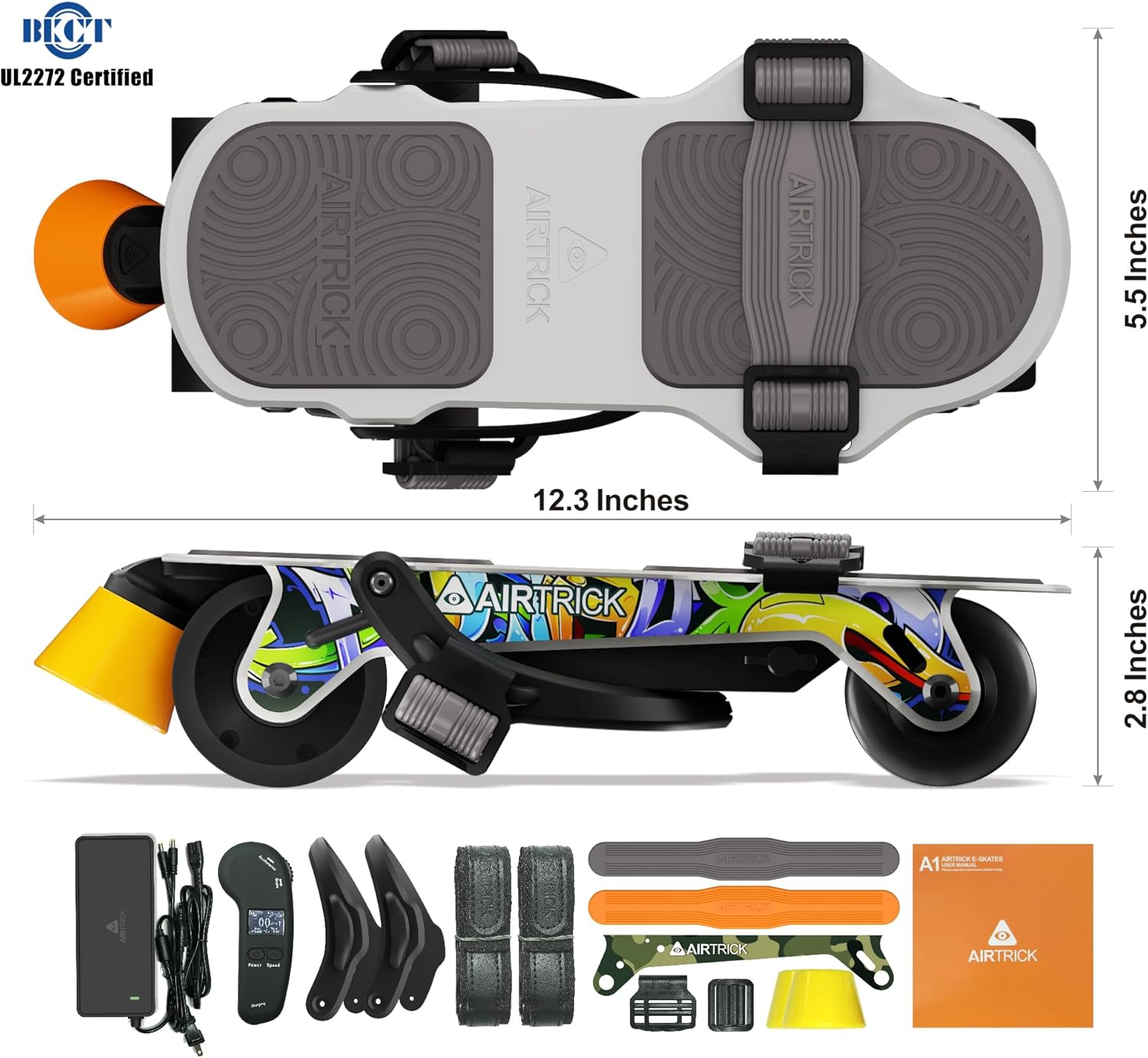 AIRTRICK Patines eléctricos A1 (Ultra), patinetas eléctricas portátiles con control remoto, velocidad máxima de 20 mph, rango de 15 millas, sistemas