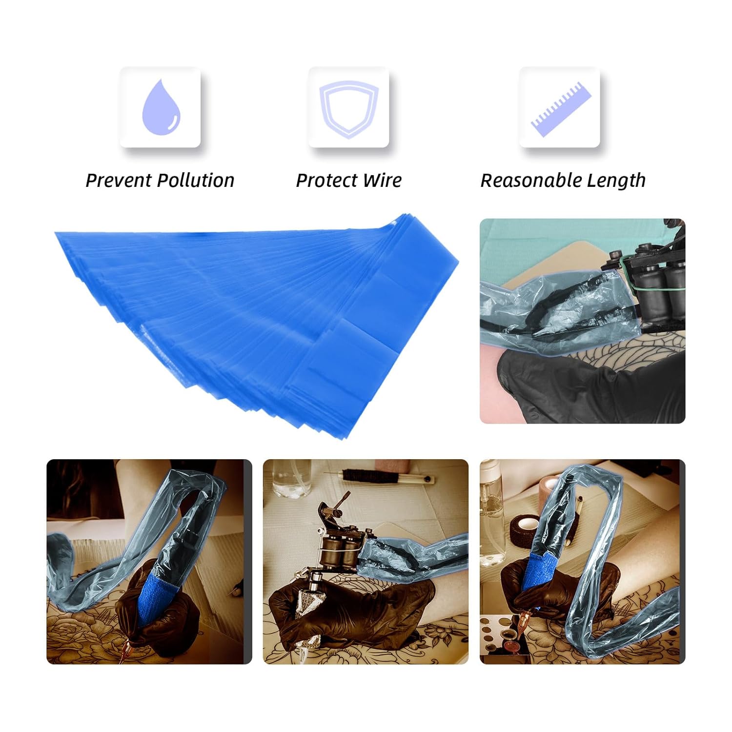 Máquina de tatuaje desechable Clip Cable Set 100 unids Plástico Clip Cable Mangas Tattoo Cord Covers Suministros de tatuaje