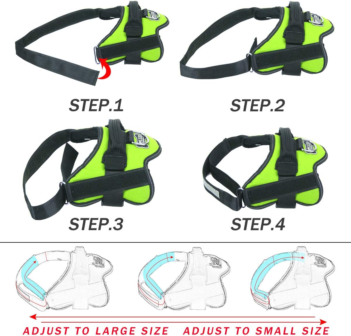 Bolux – Arnés para perro, reflejante y transpirable, ajustable, con asa, para sacarlo a pasear, no más tirones ni asfixia (verde, tamaño XG)