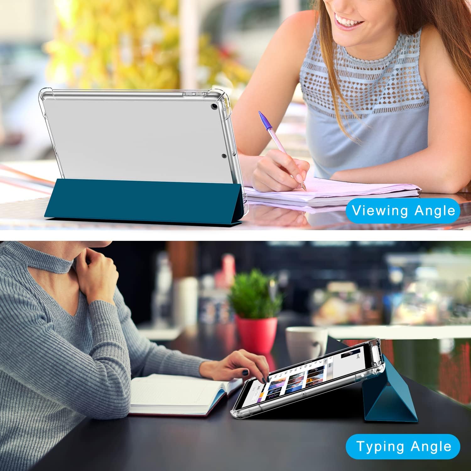 GOODON Funda para iPad de 9 generación 2021iPad de 8 generación 2020iPad de 7 generación 2019 con soporte para lápices, funda de triple pliegue