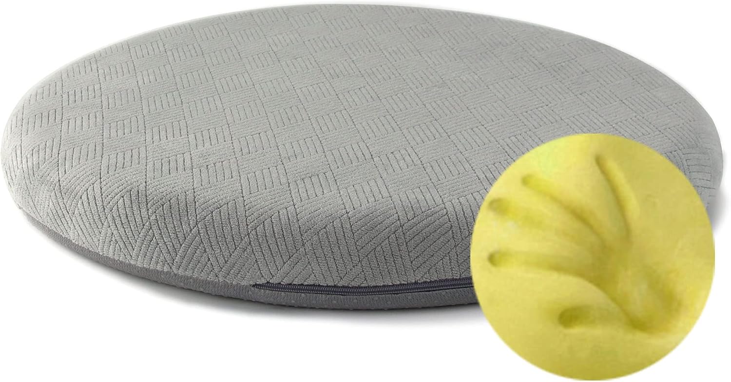 Sigmat Cojín de asiento de espuma viscoelástica antideslizante suave cojín redondo para silla de 16 pulgadas, color gris