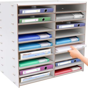 Clasificador de bandeja de correo de escritorio de papel de madera, gabinete de almacenamiento clasificador de literatura, 9 capas y 18 Clasificador de bandeja de correo de escritorio de papel de madera, gabinete de almacenamiento clasificador de literatura, 9 capas y 18