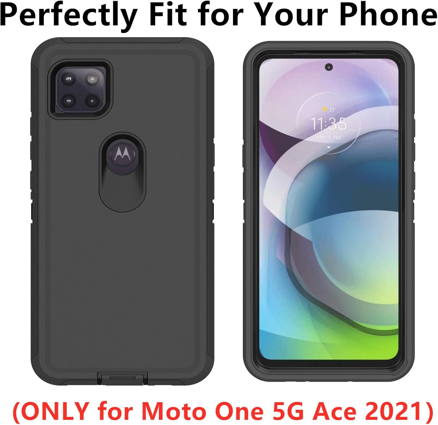 Funda para Motorola Moto One 5G Ace, Defender Case Soft TPU Hard PC Heavy Duty a prueba de golpes a prueba de polvo 3 en 1 cubierta de teléfono para