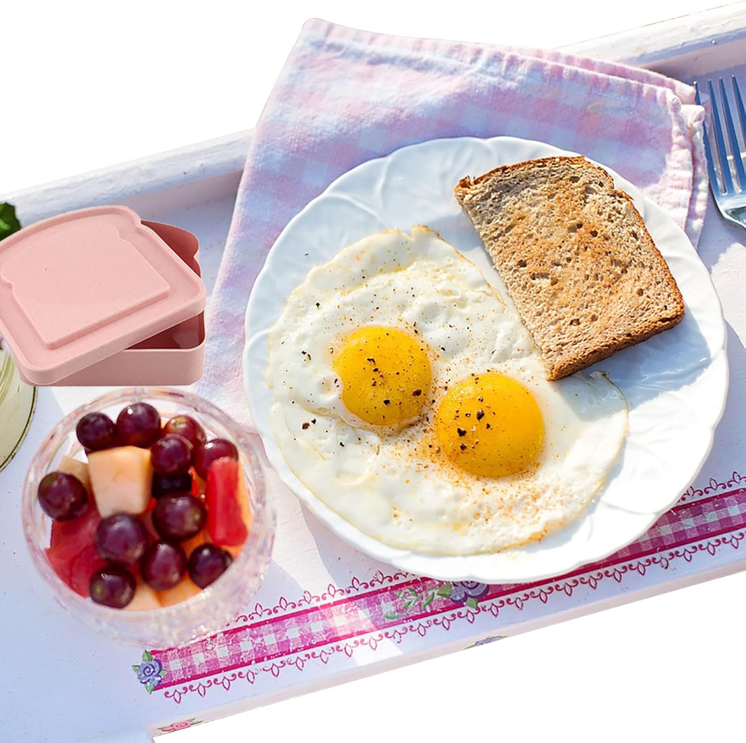 Contenedores para sándwich, 4 recipientes para sándwiches para loncheras, caja de sándwich en forma de tostada, caja de almacenamiento de alimentos