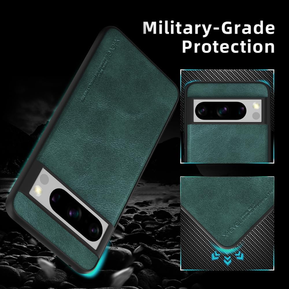 X-level Funda para Google Pixel 8 Pro, delgada y delgada de piel sintética de alta calidad, suave TPU a prueba de golpes, funda protectora para