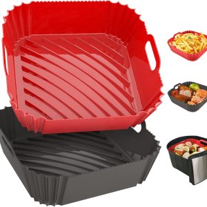 Seropy – Paquete de 2 forros de silicona reutilizables para freidora de aire de 8.6 pulgadas, forros cuadrados para freidora de aire de 4 a 7 Seropy – Paquete de 2 forros de silicona reutilizables para freidora de aire de 8.6 pulgadas, forros cuadrados para freidora de aire de 4 a 7