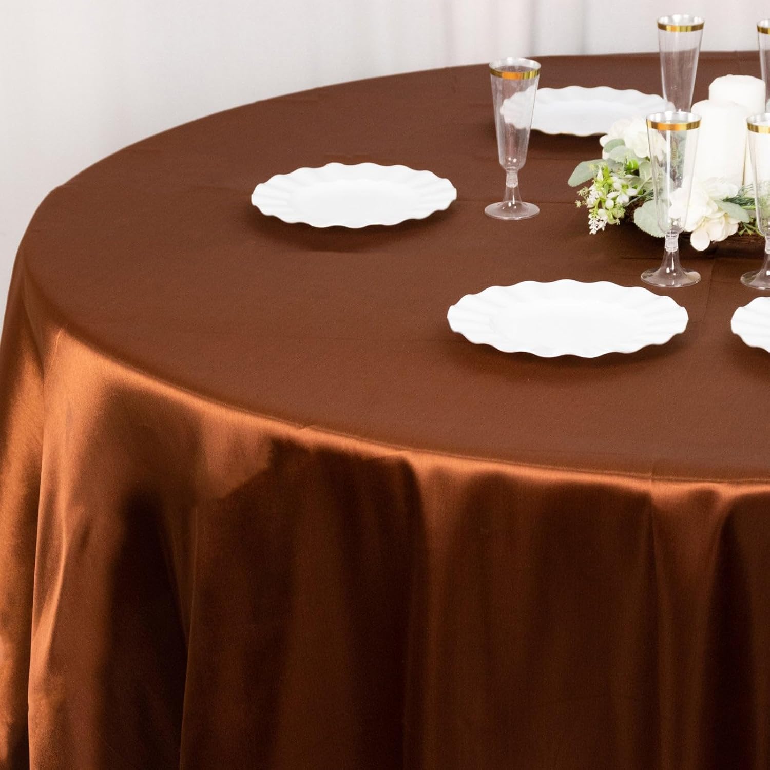 Efavormart – Mantel redondo de satén de 120 pulgadas para cocina, comedor, catering, boda, fiesta de cumpleaños, eventos