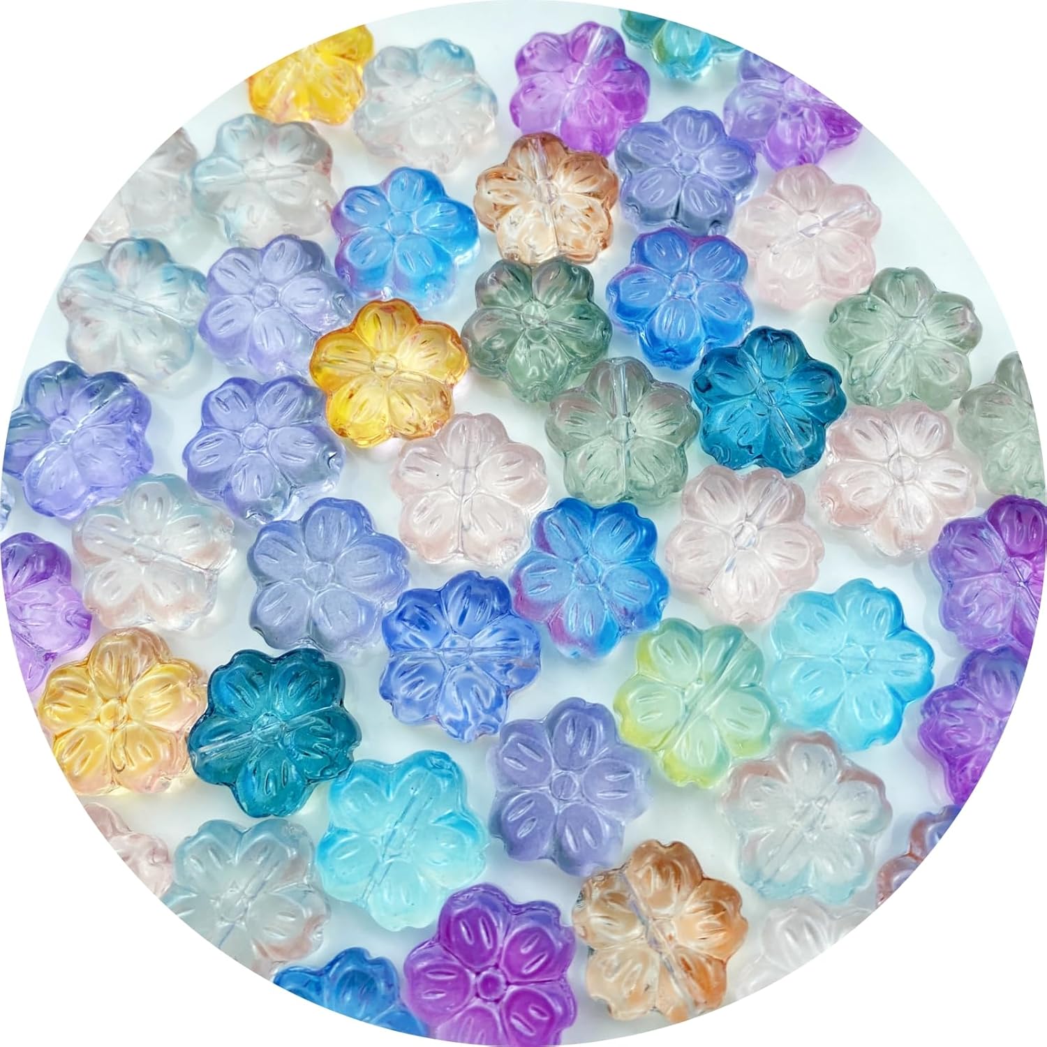 50 cuentas de cristal Sakura para hacer joyas, cuentas espaciadoras de vidrio Sakura, coloridas y lindas cuentas de Sakura para aretes, pulseras,