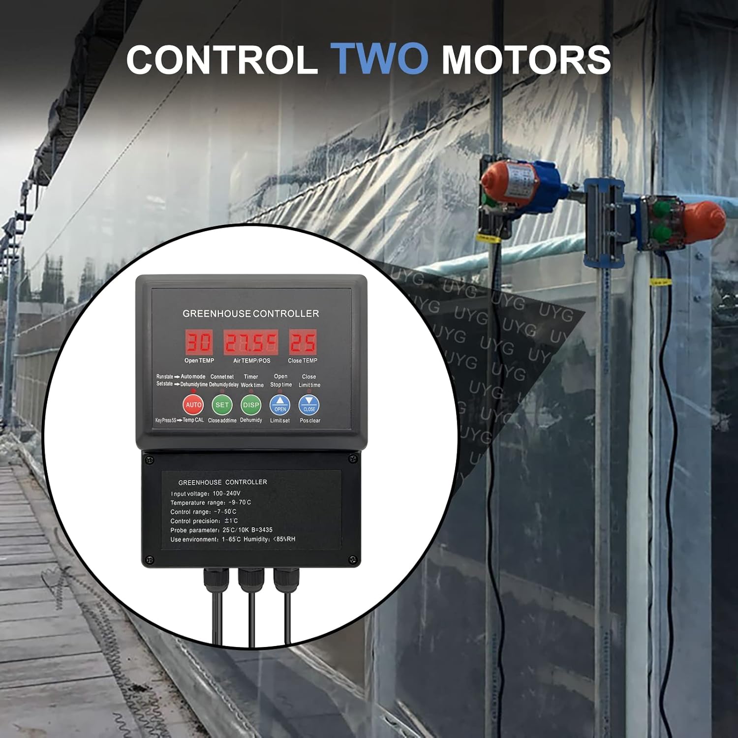UYGALAXY Controlador de termostato inteligente de motor enrollable para ventilación con controlador de temperatura automático AC110 V a CC 24 V