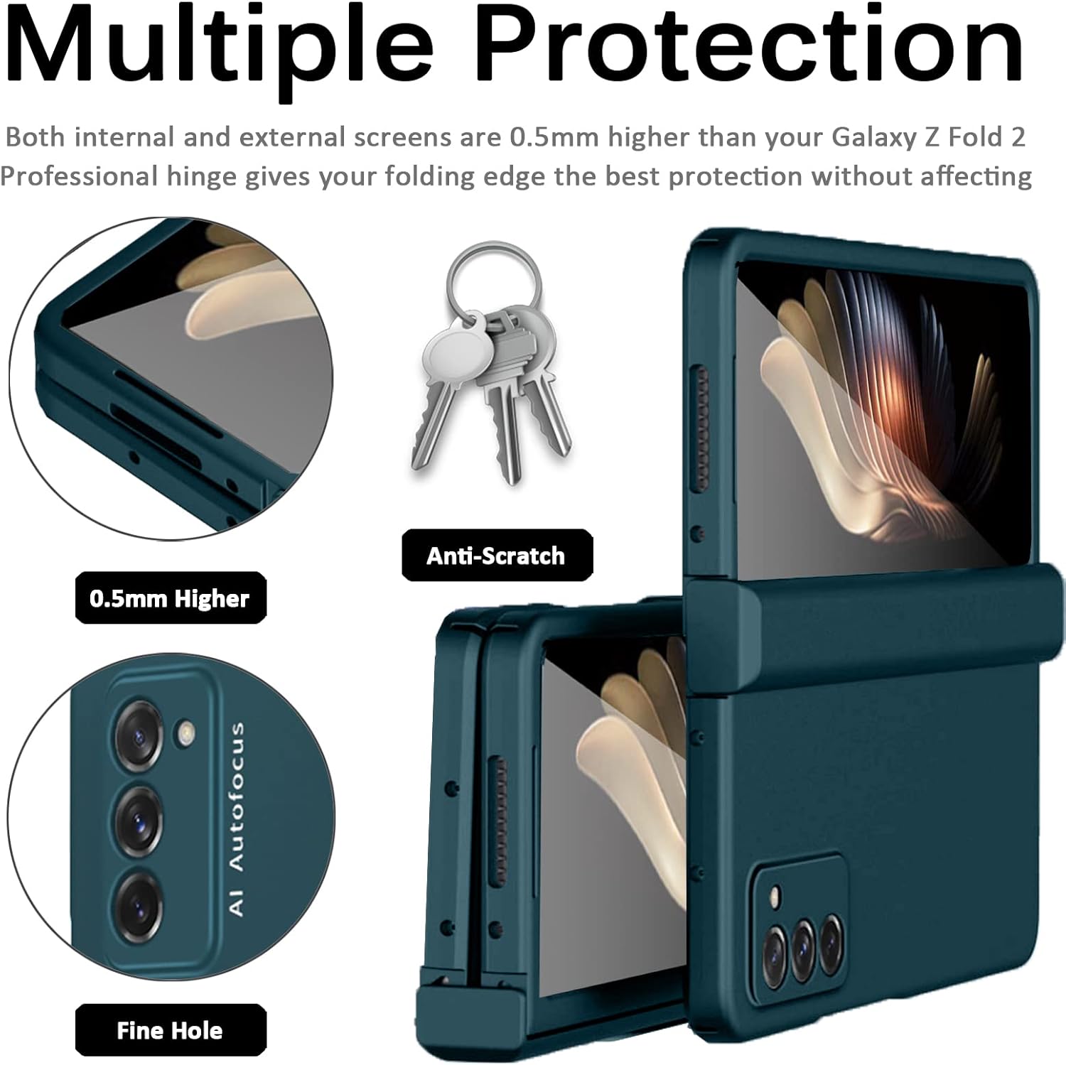 Miimall Funda compatible con Samsung Galaxy Z Fold 2, cobertura de bisagra, parachoques protector para mujeres y hombres con película protectora de