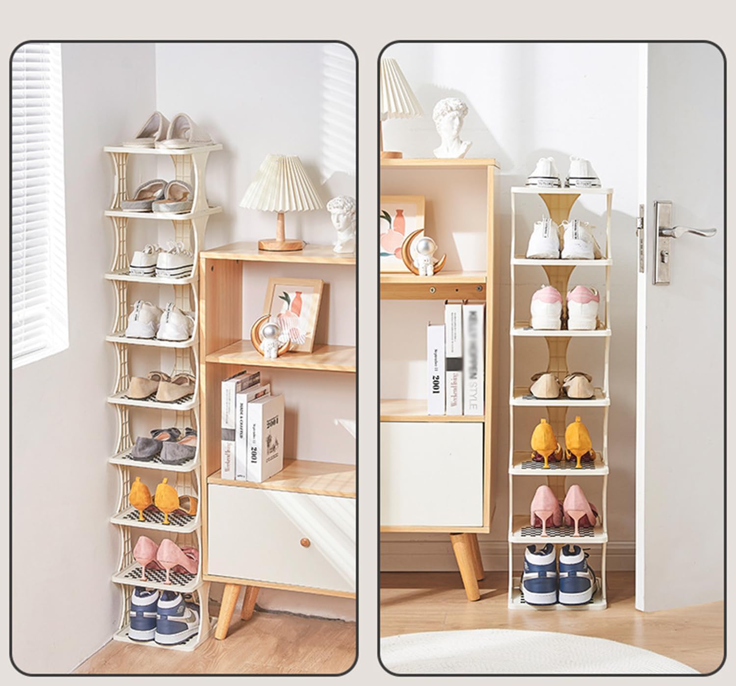 Organizador de zapatos de múltiples capas, estante estrecho para almacenamiento de zapatos, ahorro de espacio, zapatos de pie para esquina armario,