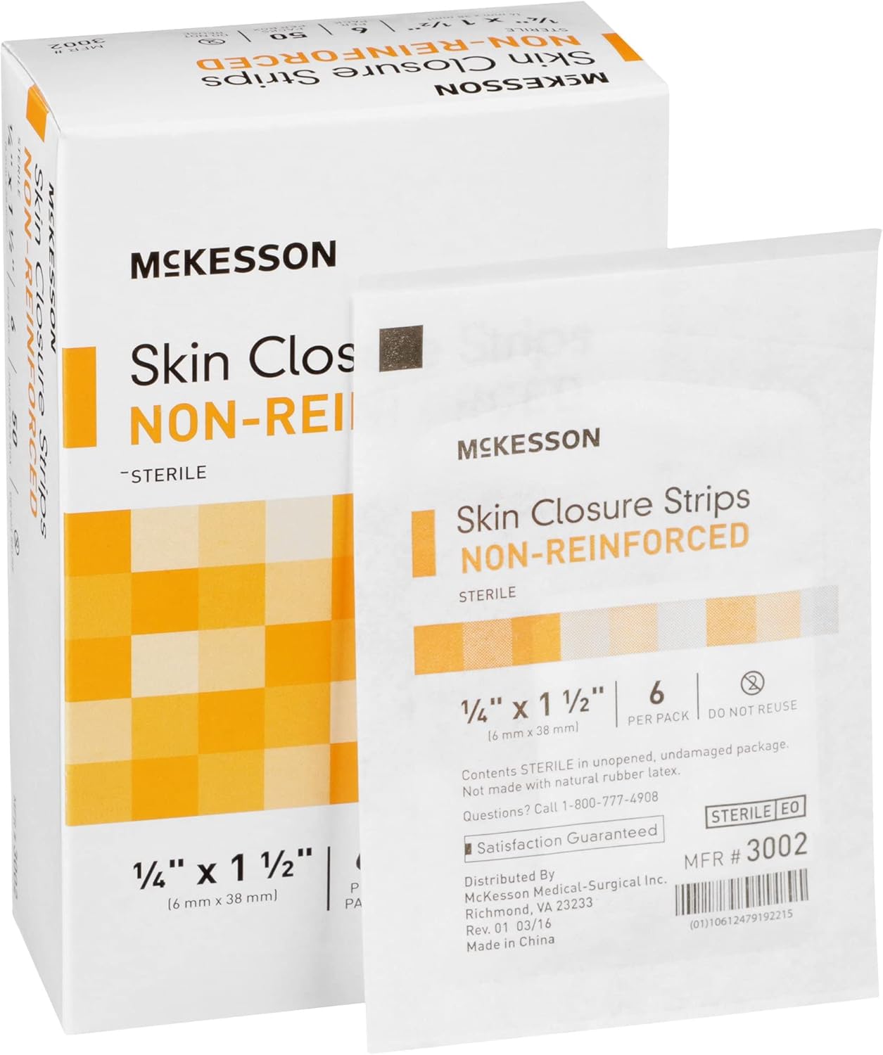McKesson Tiras adhesivas para cierre de piel, tira flexible Steri para el cuidado de heridas, 14 pulgadas x 1 12 pulgadas, 300 unidades